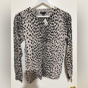 NWT J. Crew Black Brown Cream Animal Print Sweater